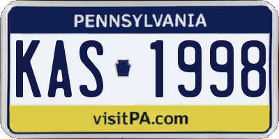 PA license plate KAS1998