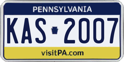 PA license plate KAS2007