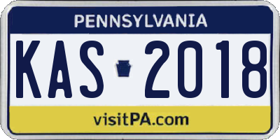 PA license plate KAS2018