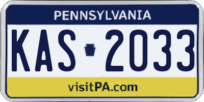 PA license plate KAS2033
