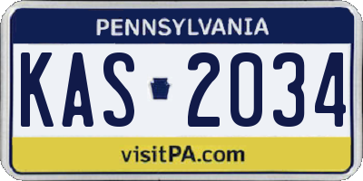 PA license plate KAS2034