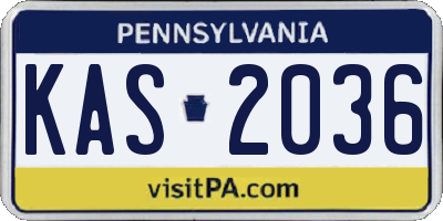 PA license plate KAS2036