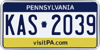 PA license plate KAS2039