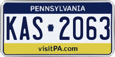 PA license plate KAS2063