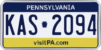 PA license plate KAS2094