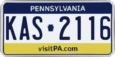 PA license plate KAS2116