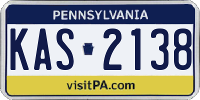 PA license plate KAS2138