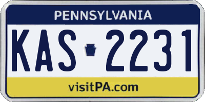 PA license plate KAS2231
