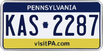PA license plate KAS2287