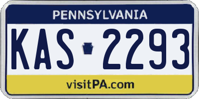 PA license plate KAS2293