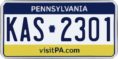 PA license plate KAS2301