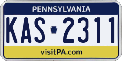 PA license plate KAS2311