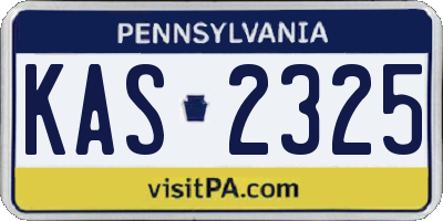 PA license plate KAS2325