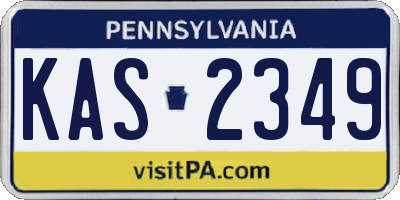 PA license plate KAS2349