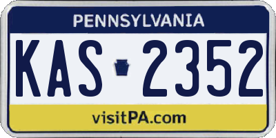 PA license plate KAS2352
