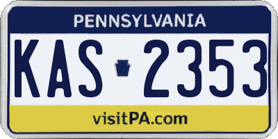 PA license plate KAS2353