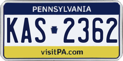 PA license plate KAS2362