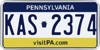 PA license plate KAS2374