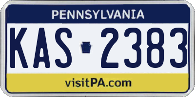 PA license plate KAS2383