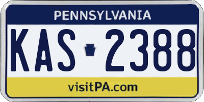 PA license plate KAS2388
