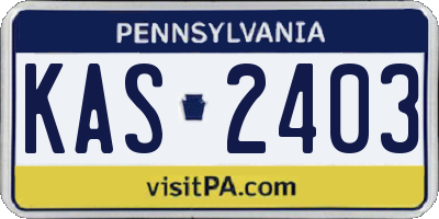 PA license plate KAS2403