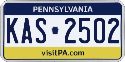 PA license plate KAS2502