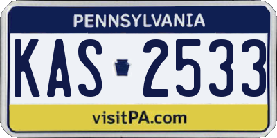 PA license plate KAS2533