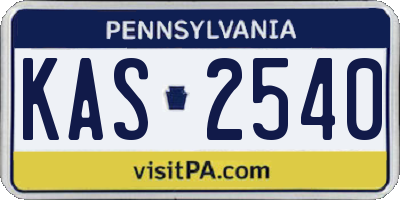 PA license plate KAS2540