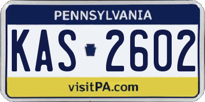 PA license plate KAS2602