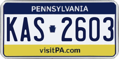 PA license plate KAS2603