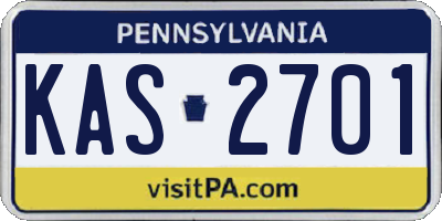 PA license plate KAS2701