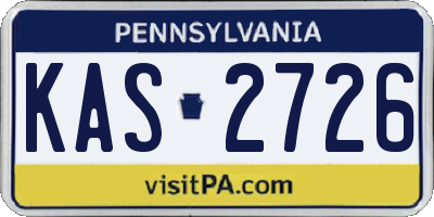PA license plate KAS2726