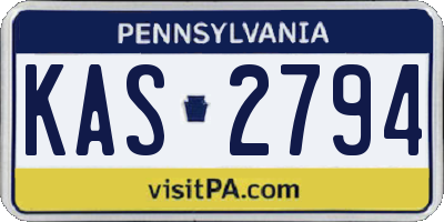 PA license plate KAS2794