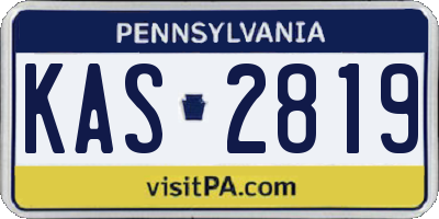 PA license plate KAS2819