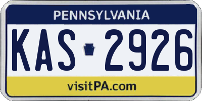 PA license plate KAS2926