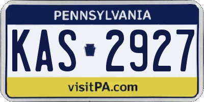PA license plate KAS2927