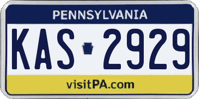 PA license plate KAS2929