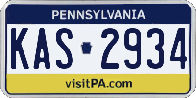PA license plate KAS2934
