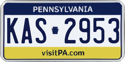 PA license plate KAS2953
