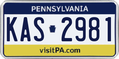 PA license plate KAS2981