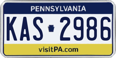 PA license plate KAS2986