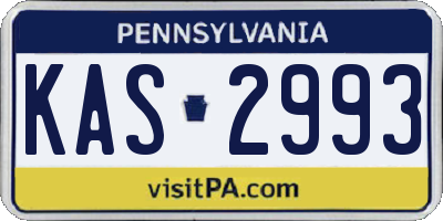 PA license plate KAS2993