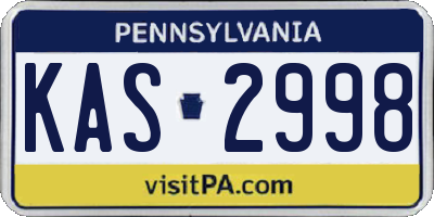 PA license plate KAS2998