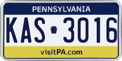 PA license plate KAS3016