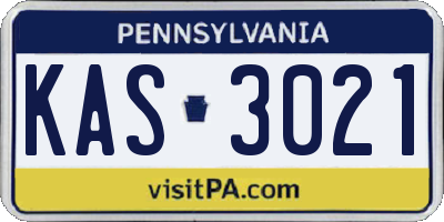 PA license plate KAS3021
