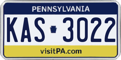 PA license plate KAS3022