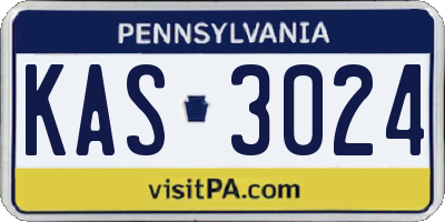 PA license plate KAS3024