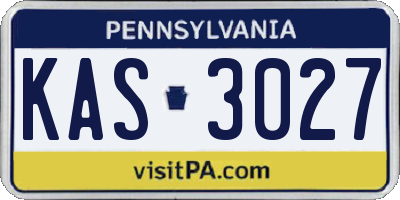 PA license plate KAS3027