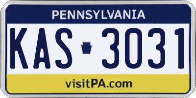 PA license plate KAS3031