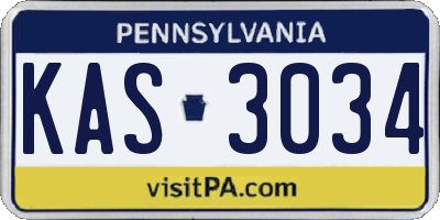 PA license plate KAS3034